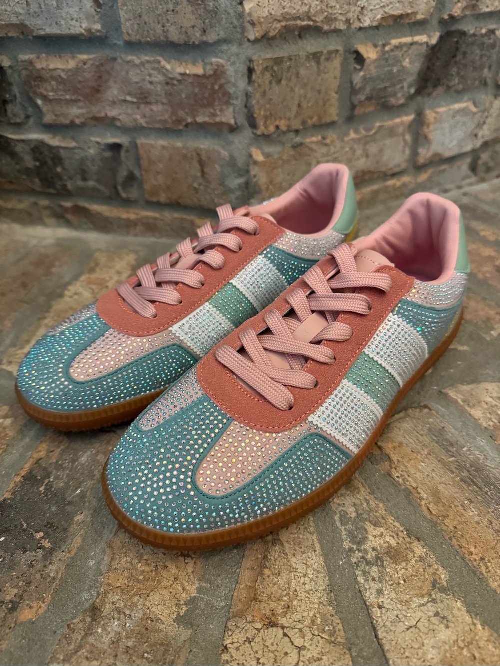 Berness Sparkle Pastel Athletic Sneakers - Pink, Teal & Mint Size 10